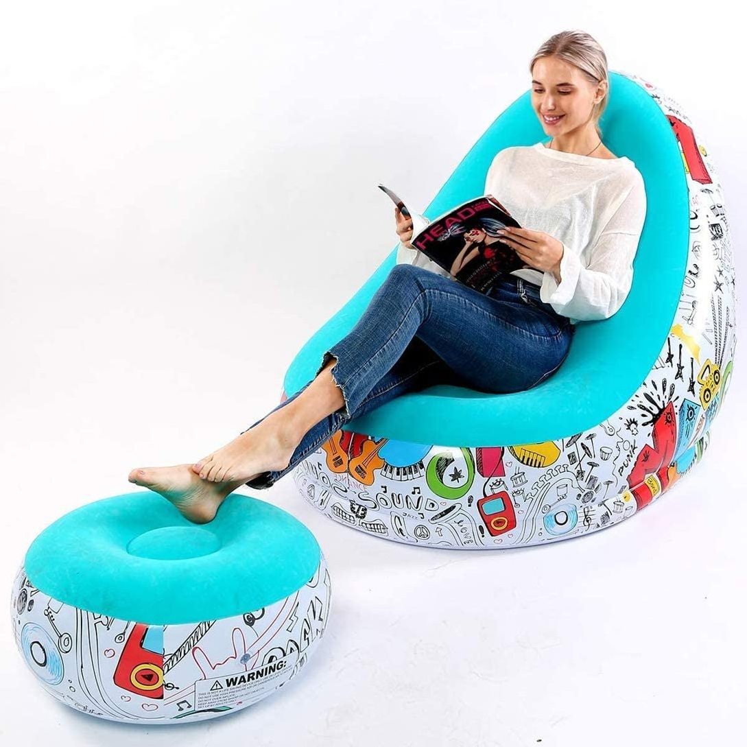 Inflatable Chair with cup holder Inflatable Lounger for indoor outdoor relaxing Comfort