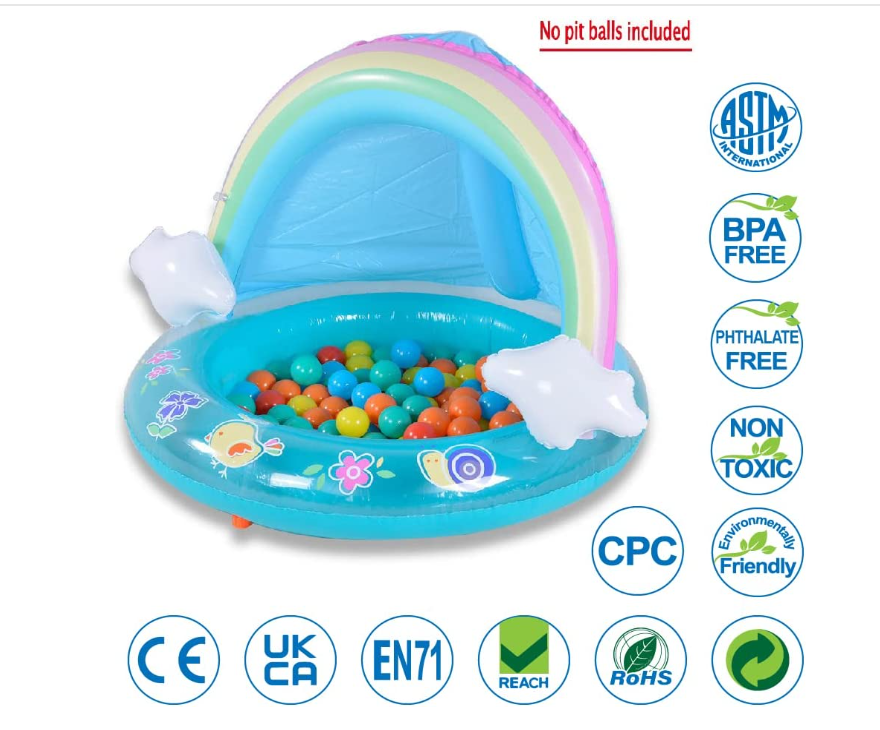 Shade Baby Sprinkler Pool for Kids Inflatable Sprinkle and Splash Play Bath Pool with Shade Best Summer Toys Gift for Kids