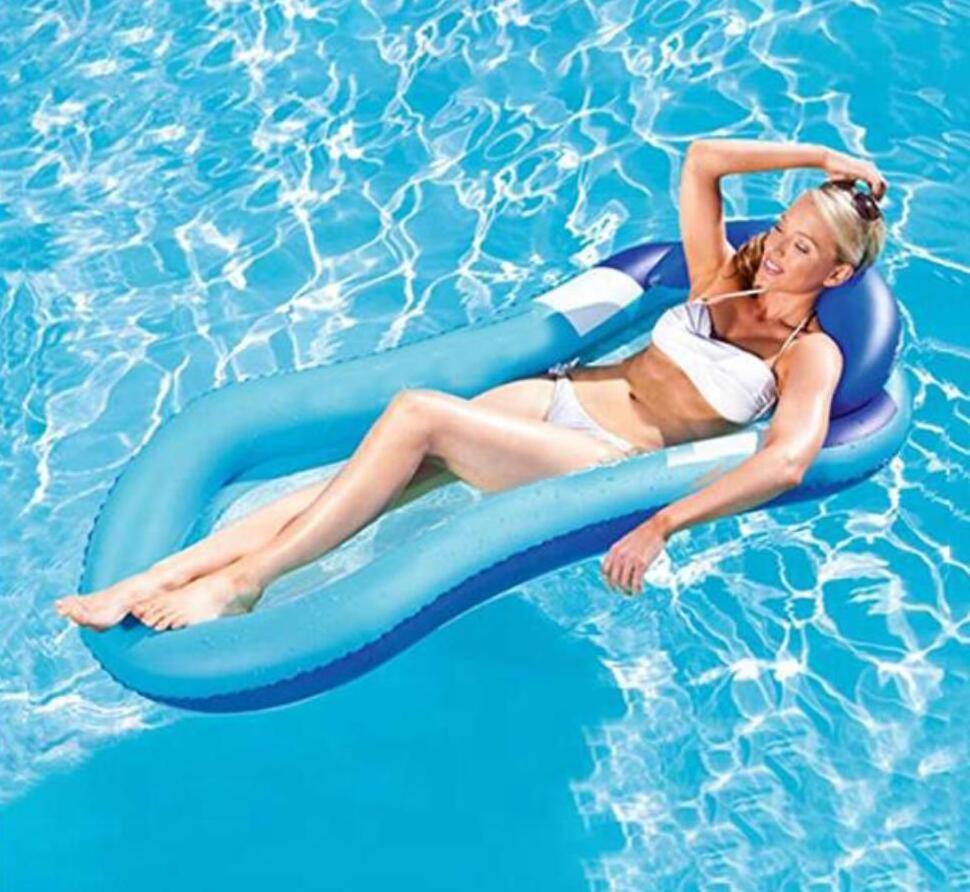 Water Floating Hammock Inflatable Lounge Float with Backrest Floating Chair Bed Sofa Swimming Pool Beach Mat Swimming Pool Toy