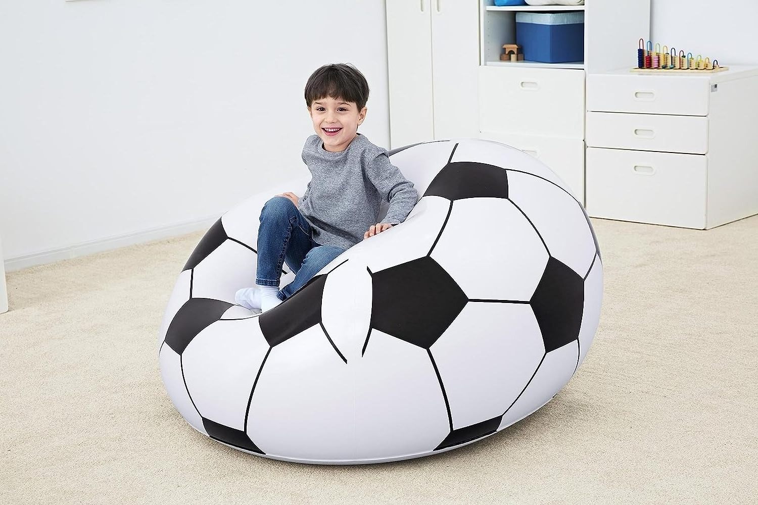 Soccer Ball Inflatable Chair for Football Game Inflatable Sofa for Kids Adults Comfortable & Portable Blow Up for Outdoors