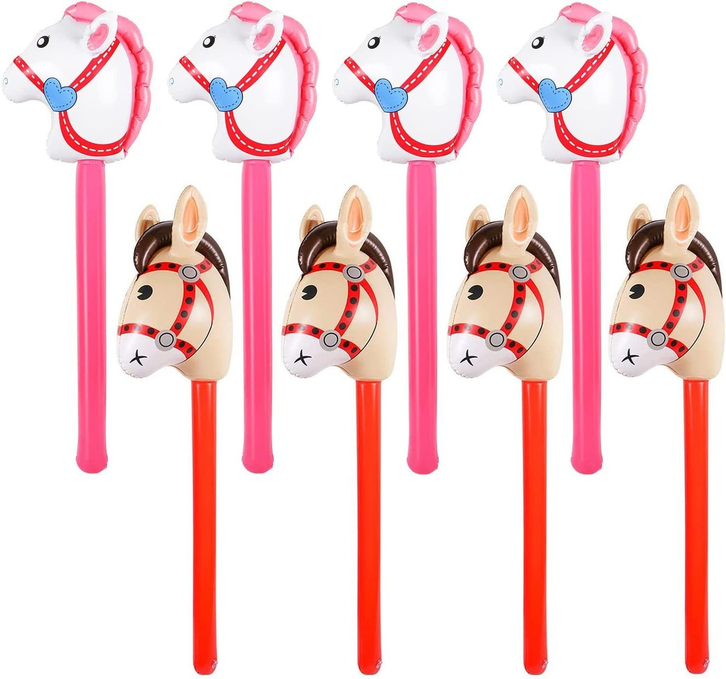 Inflatable cartoon animal stick toy Inflatable unicorn stick Children's toy horse stick animal head toy