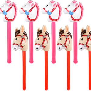 Inflatable cartoon animal stick toy Inflatable unicorn stick Children's toy horse stick animal head toy