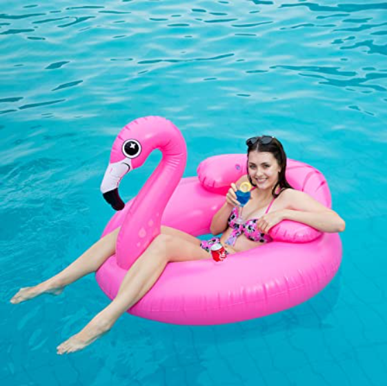 Inflatable Flamingo Tube Pool Float Fun Beach Floaty  Swim Toys  Summer Pool Lounge for Adults & Kids