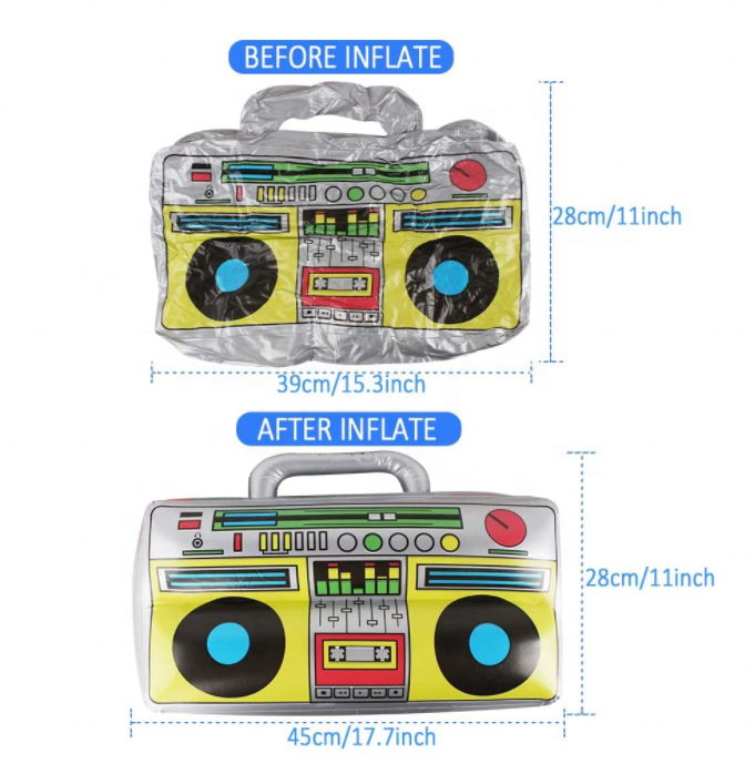 Inflatable PVC Radio Boombox Inflatable Props 80s 90s Party Decorations Toys for Rappers Hip Hop Adult Costumes Accessory