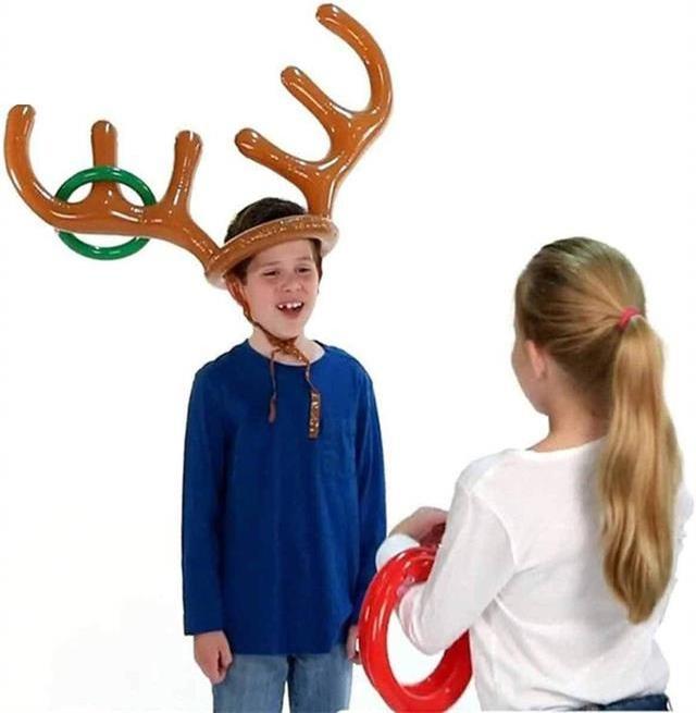 Inflatable deer head ring Game Supplies Toys Inflatable Reindeer Antler Ring Toss Game Ring Toss for Christmas Party Games