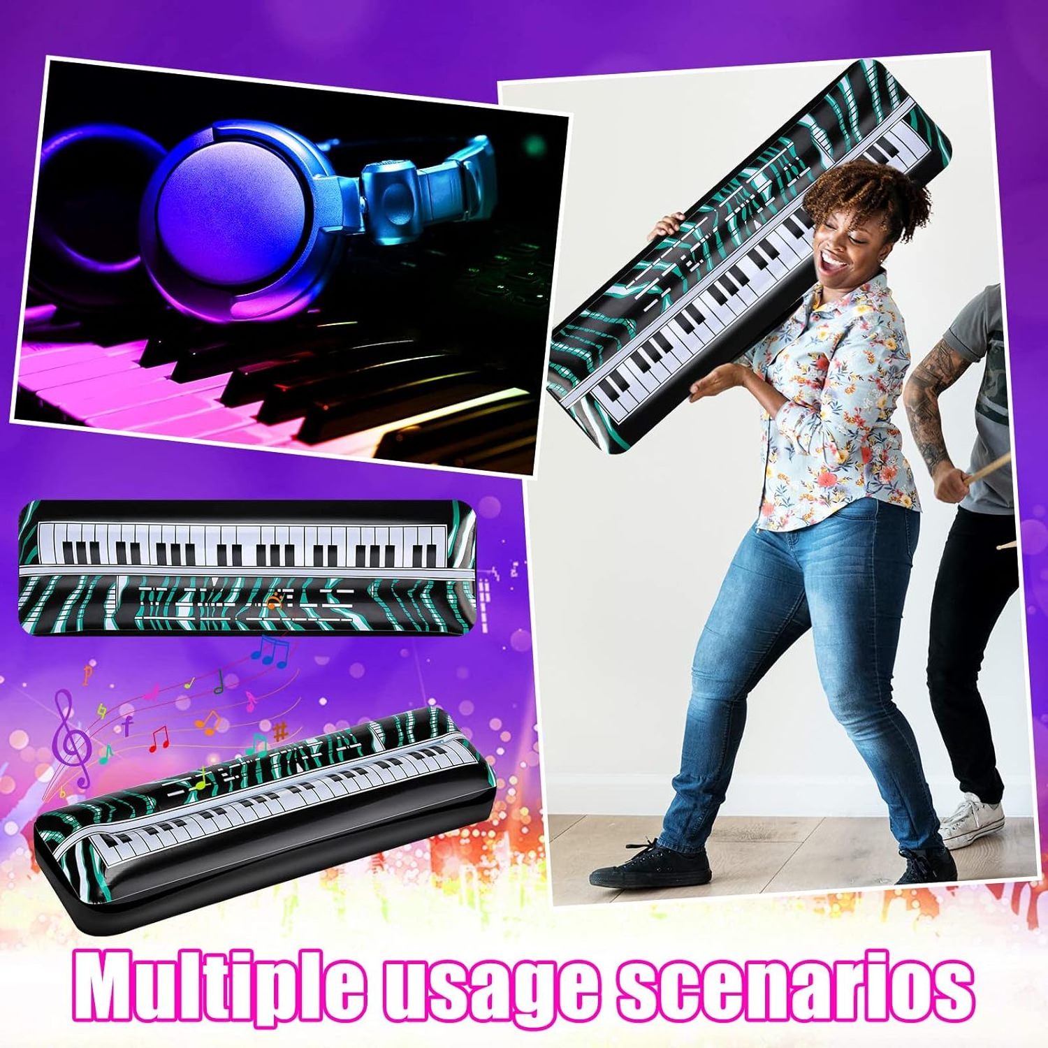 Inflatable Keyboard Piano Rock Star Toys Inflatable Party Props Blow up for 80s 90s Themed Party Carnival Birthday Supplies