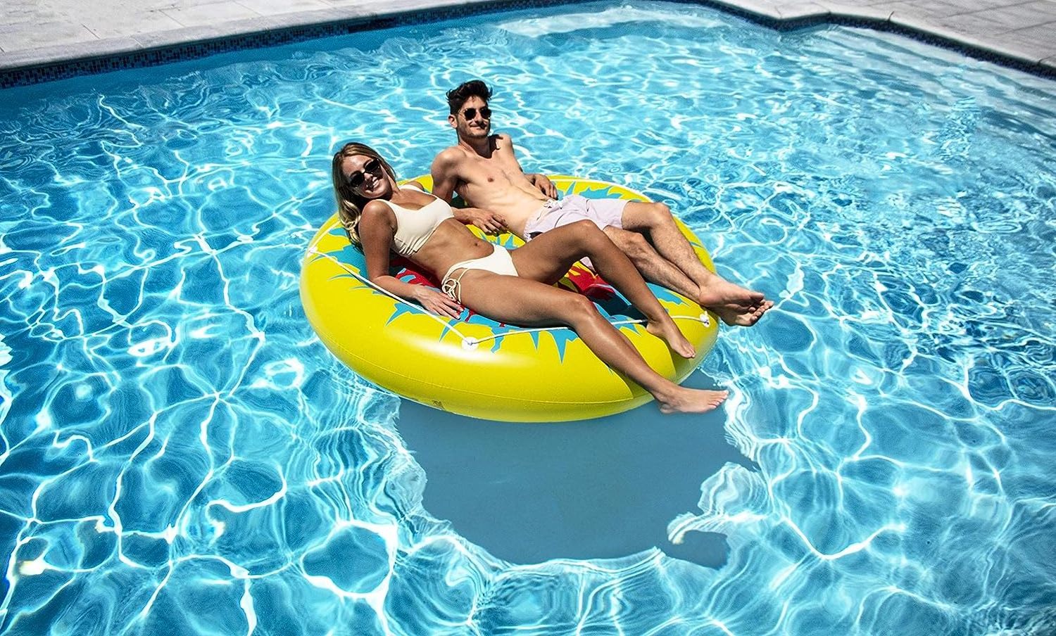 Tie Dye Island Inflatable Pool Toy 72-inch Large Round Swimming Pool Float for Adults Water Float Mattress for Pool Lake Beach