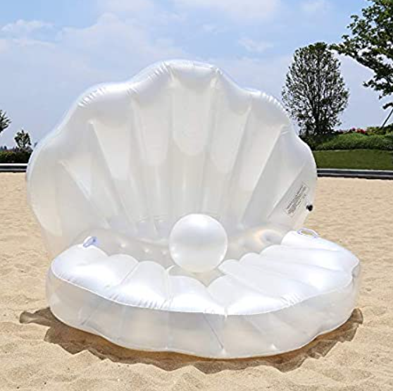 Shell Shape Swimming Inflatable Pool Float, Water Bed Lounge Chair Float Floating Row Swim Ring Inflatable Hammock Pool Toy