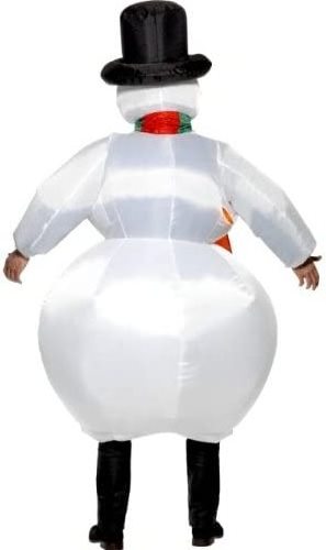 Men's Inflatable Snowman Costume Adult Halloween & Christmas Cosplay Dress Funny Blow Up for Holiday Party