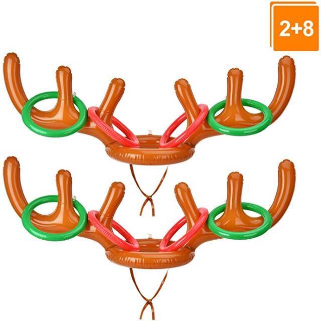 Inflatable deer head ring Game Supplies Toys Inflatable Reindeer Antler Ring Toss Game Ring Toss for Christmas Party Games