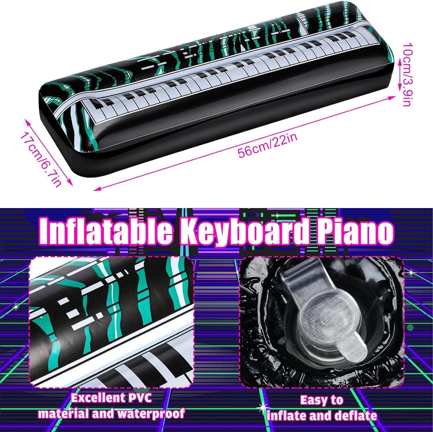 Inflatable Keyboard Piano Rock Star Toys Inflatable Party Props Blow up for 80s 90s Themed Party Carnival Birthday Supplies