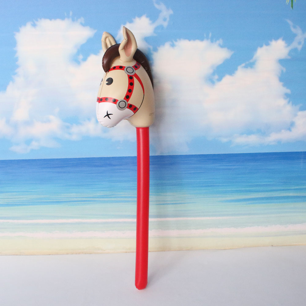 Inflatable cartoon animal stick toy Inflatable unicorn stick Children's toy horse stick animal head toy