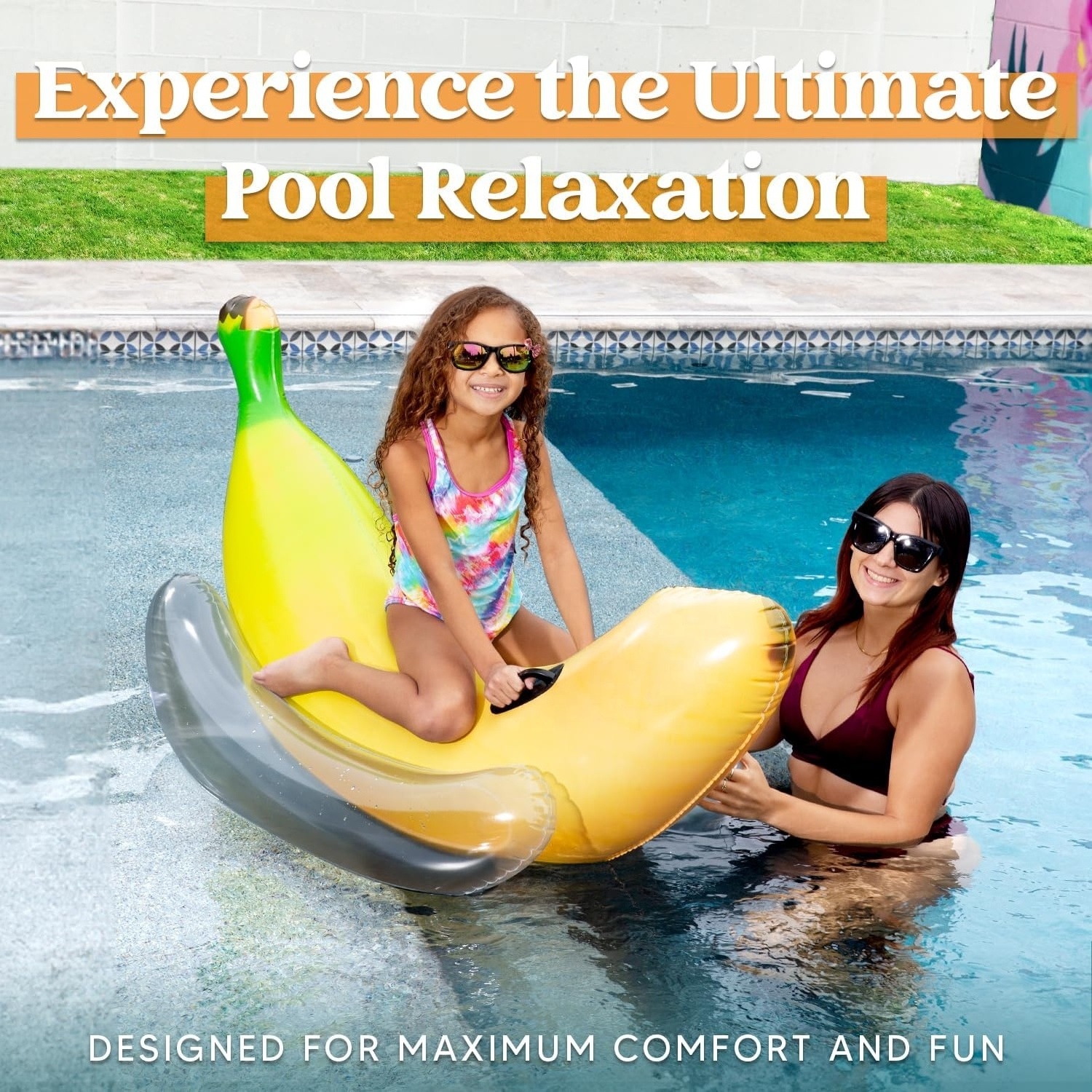 Inflatable Banana Pool Float - Ride on Banana Pool Floats Funny Swimming Pool Party Decorations