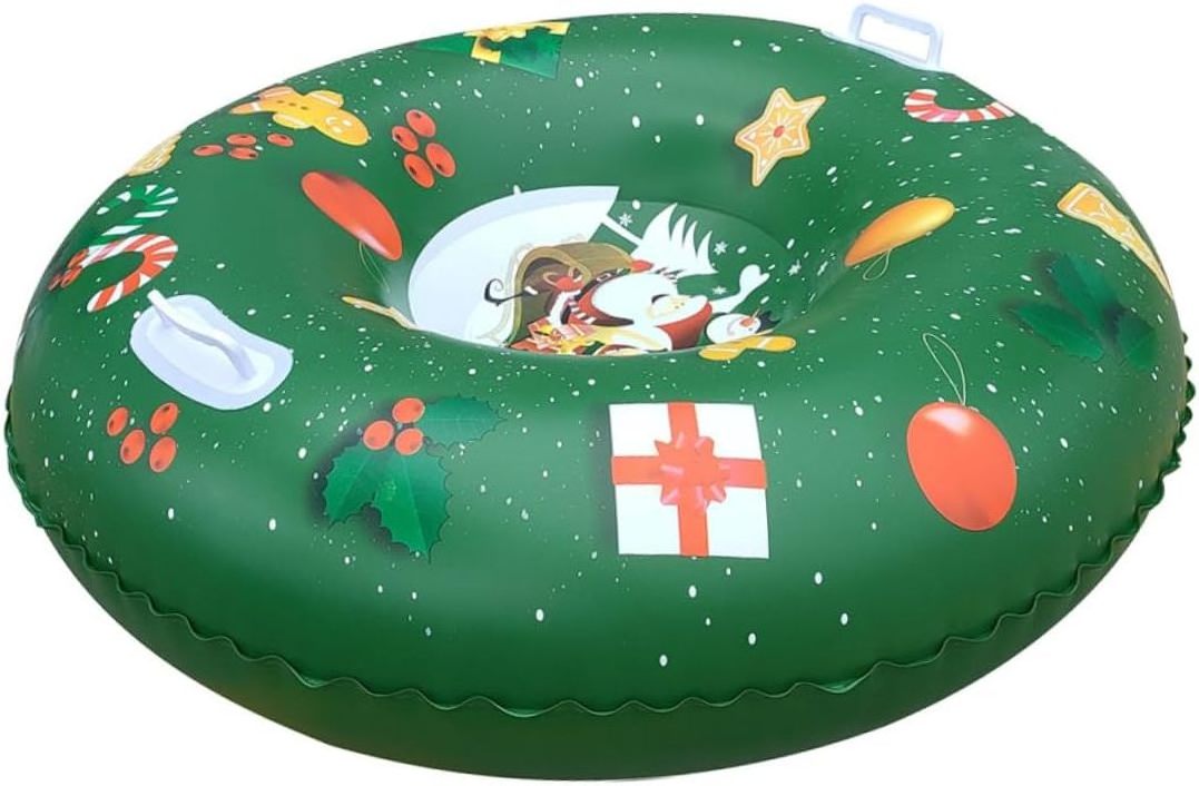 Winter Custom Green Christmas Toy Snow Tube Sledge Inflatable Outdoor Playing Game Toys Slide Tube Dry Snow for Kids Playing