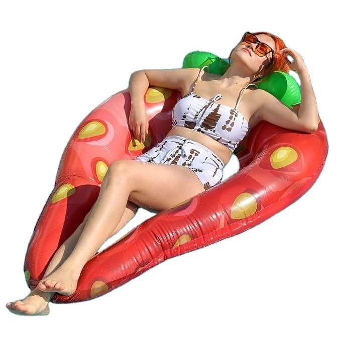 Inflatable Chairs for Adults Inflatable Strawberry lounge Chair with sun canopy Summer Water Fun for Beach Pool Party Toy