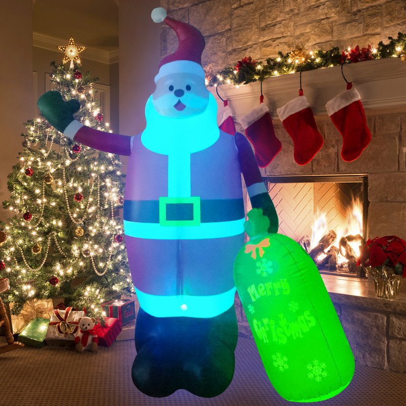 LED Lighted Giant Inflatable Santa Outdoor Decorations Inflatable Santa Claus Outdoor Blow up Santa for Christmas