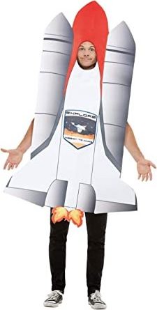 Men's Inflatable Rocket Costume Adult Halloween & Christmas Cosplay Dress Funny Blow Up for Holiday Party