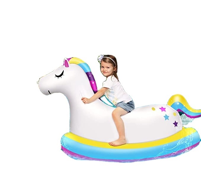 Unicorn Sprinkler-Giant  Inflatable Unicorn Pool Float Rider On with Fast Valves Blow Up Swimming Pool Party Decorations Toys