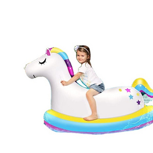 Unicorn Sprinkler-Giant  Inflatable Unicorn Pool Float Rider On with Fast Valves Blow Up Swimming Pool Party Decorations Toys