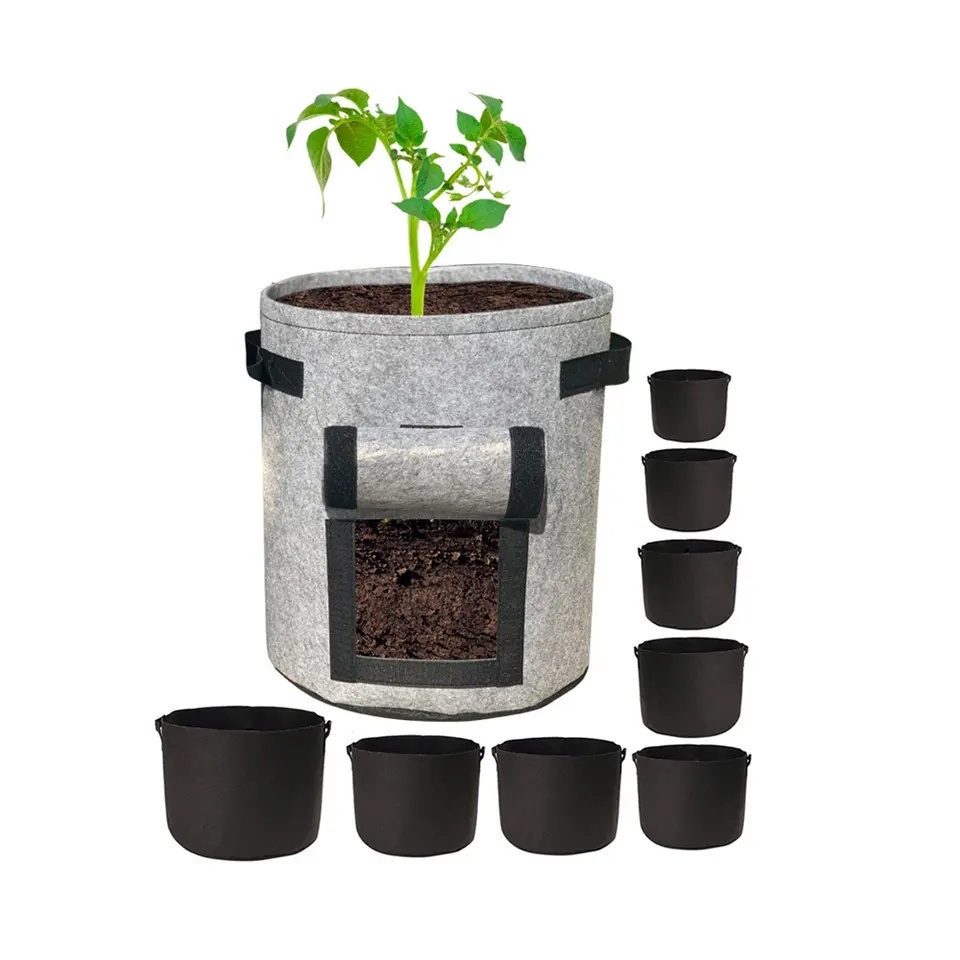 Eco Friendly HDPE poly 10 Gallon fabric pots grow nursery bag for fruit