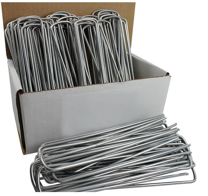 Manufacturer galvanized steel garden ground stakes landscape fabric u shaped nails garden sod staples