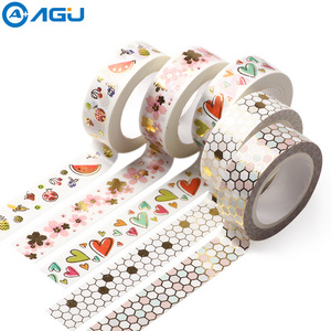 AAGU New Arrival Bowknot Flower Heart Pattern Foil Washi Tape Adhesive Paper Masking Tape Office Supplies Paper Stickers