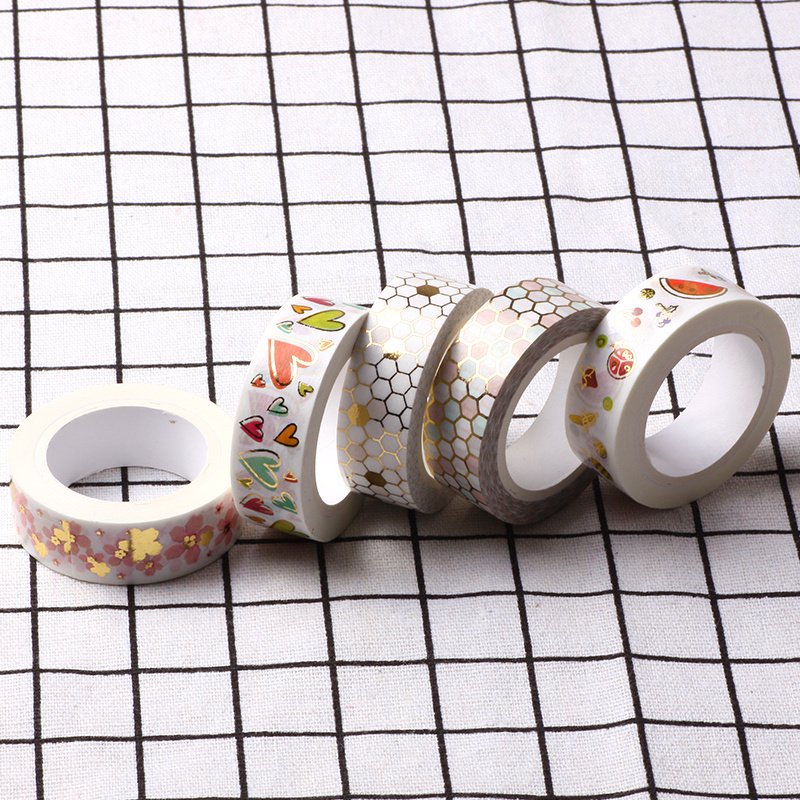 AAGU New Arrival Bowknot Flower Heart Pattern Foil Washi Tape Adhesive Paper Masking Tape Office Supplies Paper Stickers