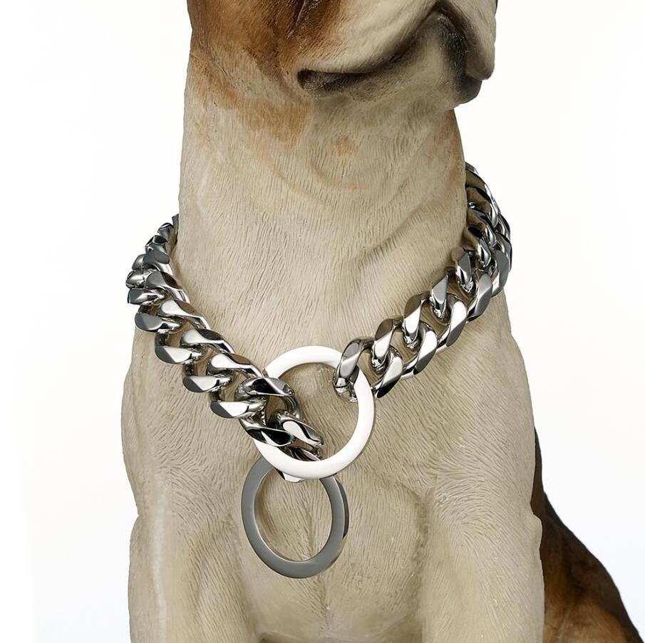 Dog Cuban Collar Walking Metal Chain with Design 316L Stainless Steel Chain Jewelry Accessories for Small Medium Large Dogs