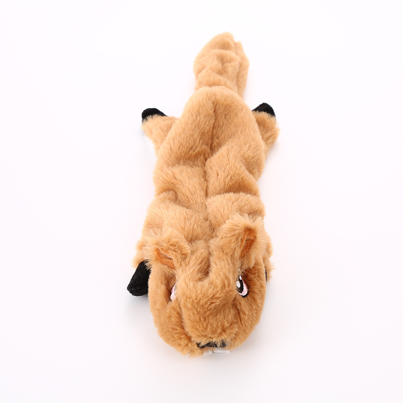 wholesale cheap pet supplies unstuffed plush animal toy skin dog chew toys squirrel and raccoon Squeaky dog plush toys for pets