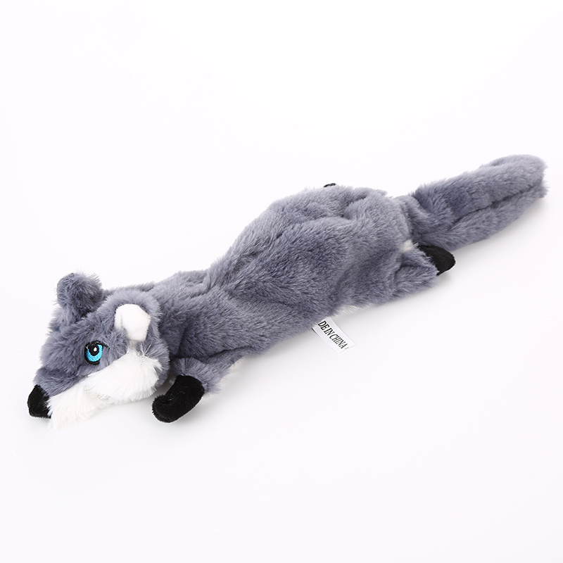 wholesale cheap pet supplies unstuffed plush animal toy skin dog chew toys squirrel and raccoon Squeaky dog plush toys for pets