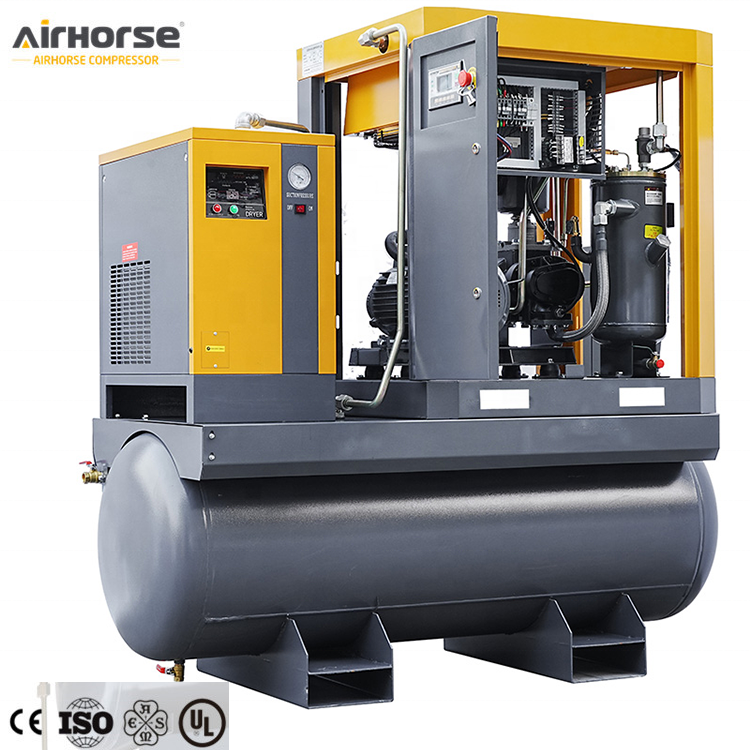 Integrated 5.5KW 7.5KW Air Compressor Pump 8bar 15bar 16bar 300 Litre 7.5HP 10HP All In One Water Cooled Screw Air Compressor