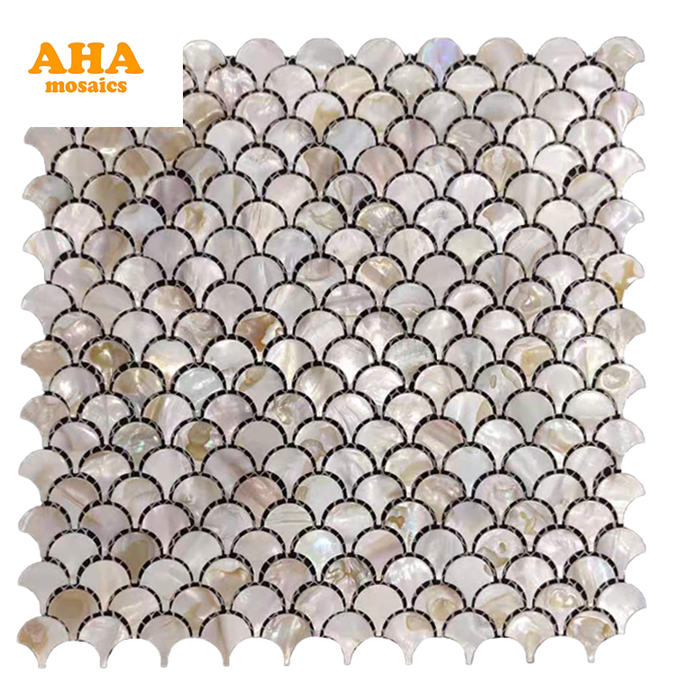 Hot Sale Chinese Freshwater Shell Mosaic Iridescent Shell Shape Kitchen Backsplash Tile Sticker