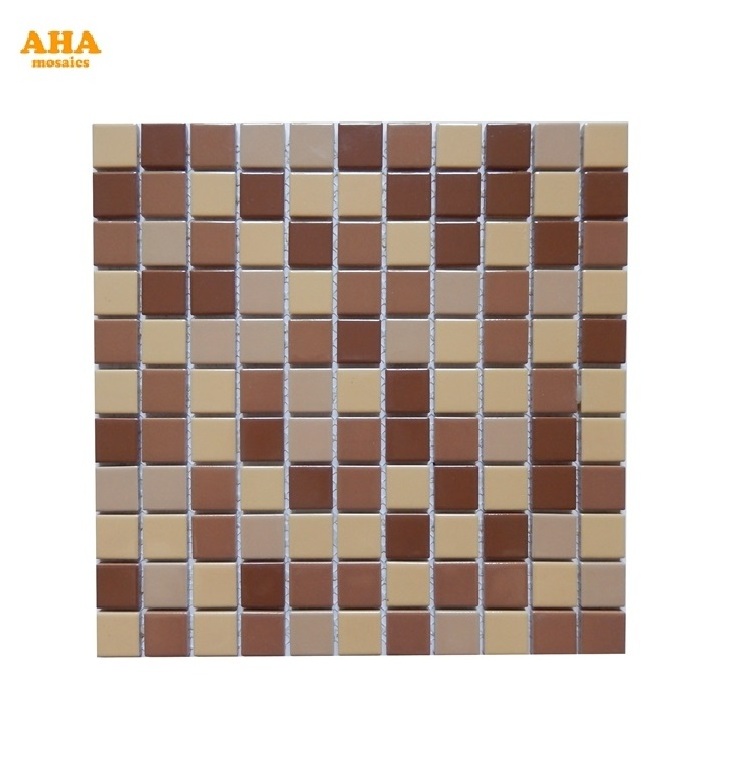 High End Factory Custom Bathroom Decoration Swimming Pool Pink Ceramic Mosaic Tile