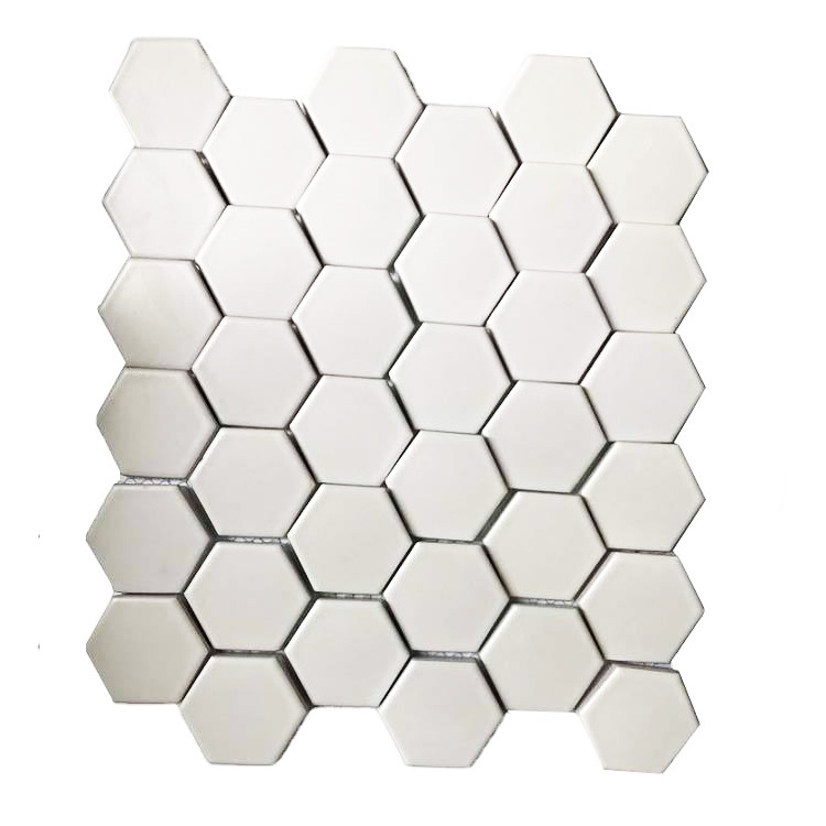 Wholesale Hexagonal Mosaic Gray Matte Hexagonal Tiles Pure White Mosaic Floor Tiles