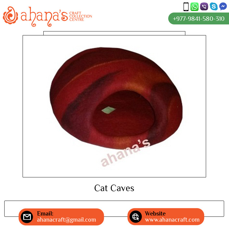 Cat Accessories Handmade Washable Indoor Usage 100% Sheep Wool Made Felt Cat Caves Pet House Beds from Nepal