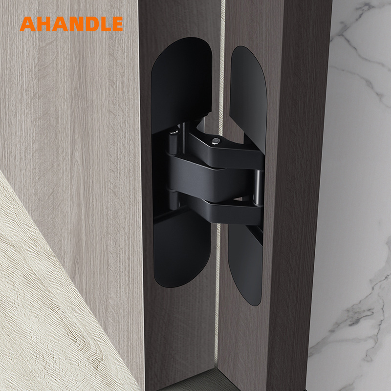 AHANDLE Modern Design Invisible Concealed Hinges Frameless Veneered Interior Door with 3D Adjustable Hidden Zinc Alloy Hinges