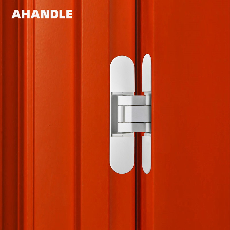 AHANDLE Modern Design Invisible Concealed Hinges Frameless Veneered Interior Door with 3D Adjustable Hidden Zinc Alloy Hinges