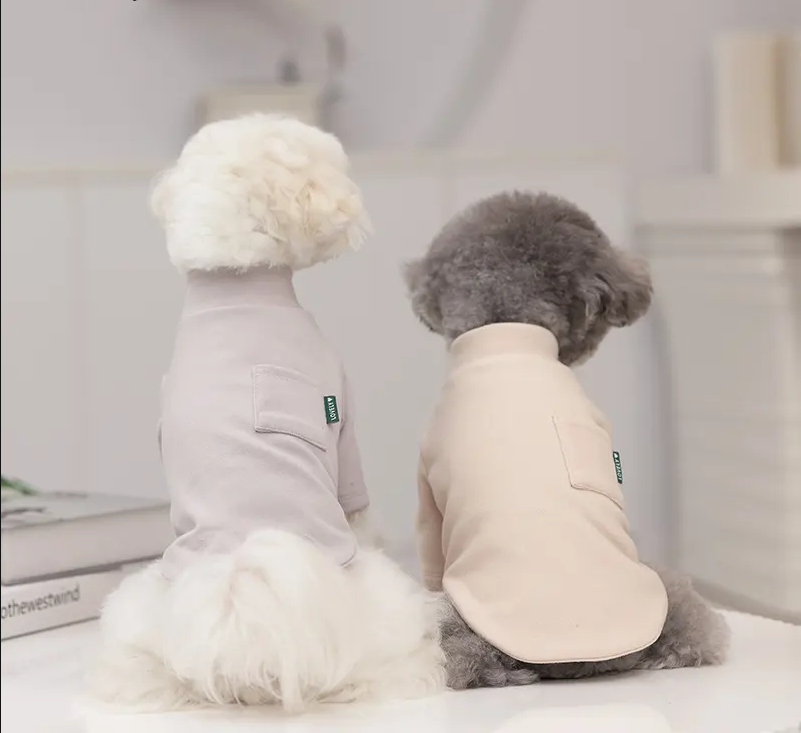 Pet clothes winter thickening warm sweatshirt with pocket pet dogs and cats bottoming shirt