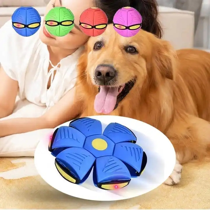 Colorful Pet Light Flying Saucer Ball Interactive Dog Cat Puppy Ball Toys Pet Dog Outdoor Ball Toys