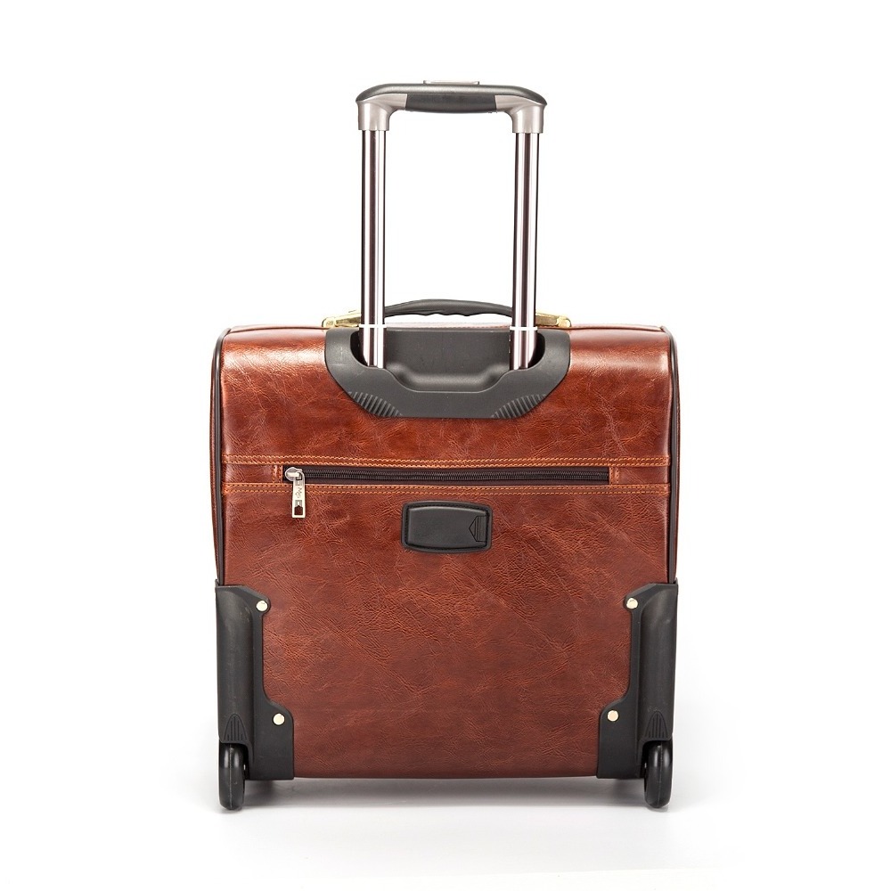 Hotsale lightweight PU leather 18 inch trolley luggage case for airplane travel