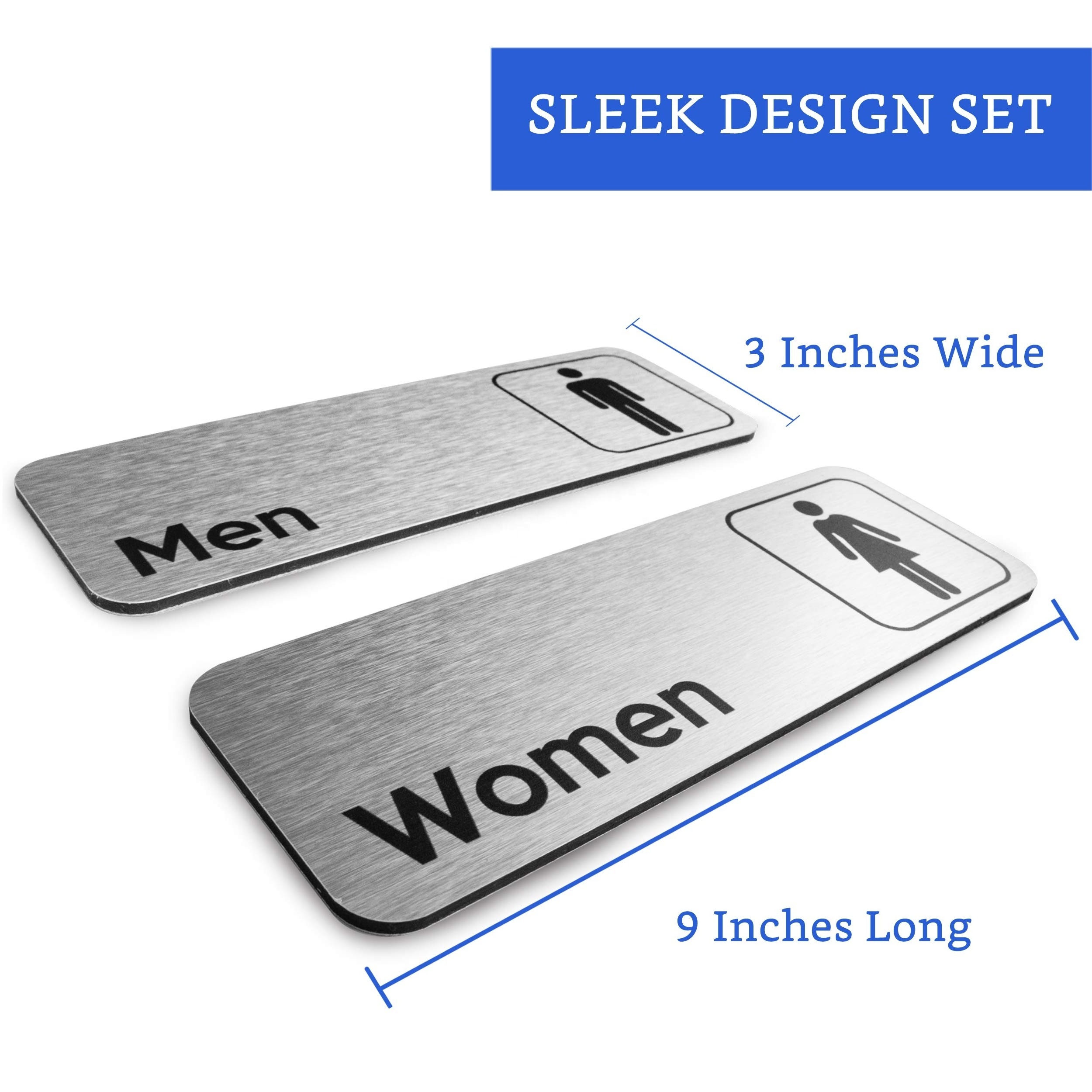 Men and Women Modern Restroom Sign plate Brushed Aluminum Door Restroom Signage