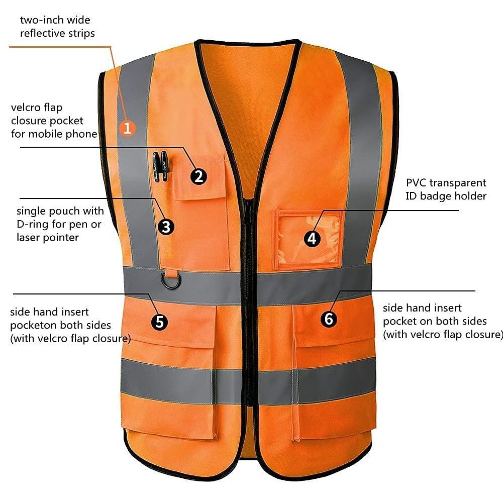 Custom Reflective Safety Vest for Women Men High Visibility Vest Security with Pockets Zipper