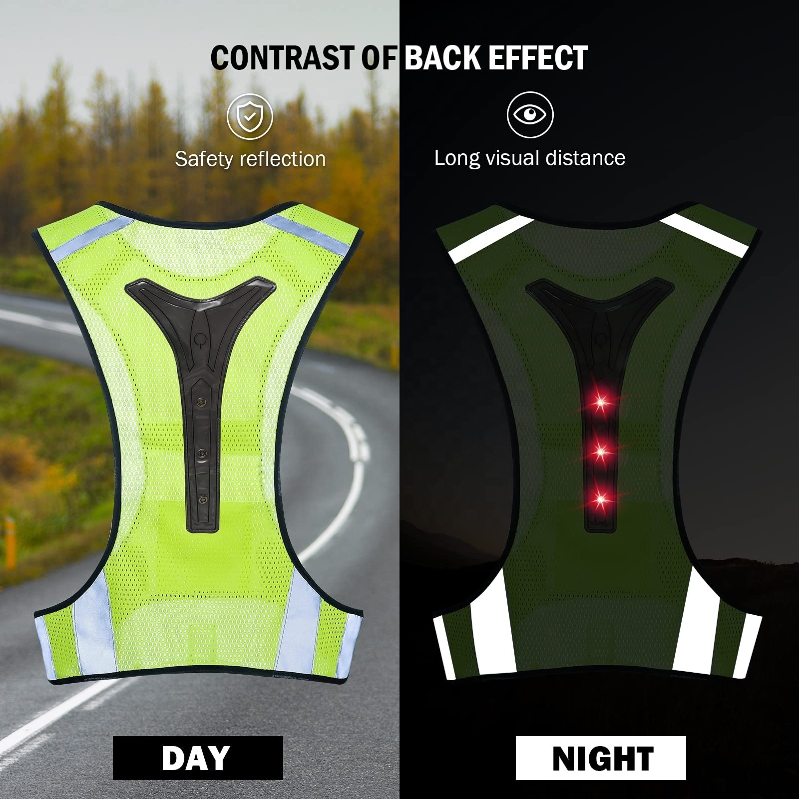 Wholesale LED Reflective Gear High Visibility Reflective Safety Vest for Running Jogging Biking