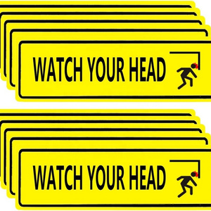 Watch Your Head Stickers Labels, 8.25*2 Notice Caution Warning Sign Label Decal Sticker for Business, Door Signs, Outdoor&Indoor