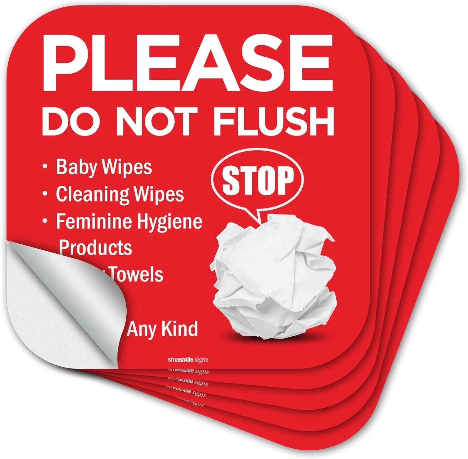 Securun 2024 Premium Please Do Not Flush Sign 6 x 6 In Please Do Not Flush Anything Except Toilet Paper Sign Self Adhesive Decal