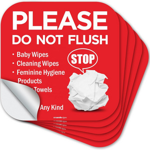 Securun 2024 Premium Please Do Not Flush Sign 6 x 6 In Please Do Not Flush Anything Except Toilet Paper Sign Self Adhesive Decal