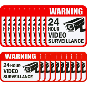 Video Surveillance Sticker Sign Decal for Home Business Camera Alarm System Stickers,Adhesive 24 Hours Security Warning Signs