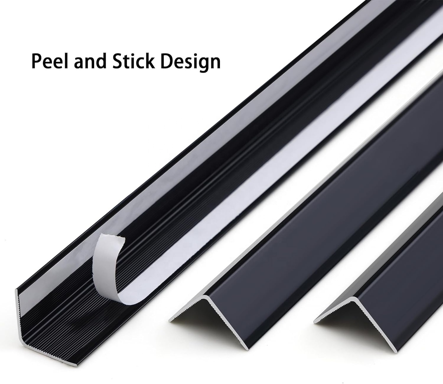 Aluminum L Molding Corner Guards, Peel and Stick Trim for Wall Protection, Door Frame,Tile Edge (3Pcs x 3ft x 0.8in, Black)