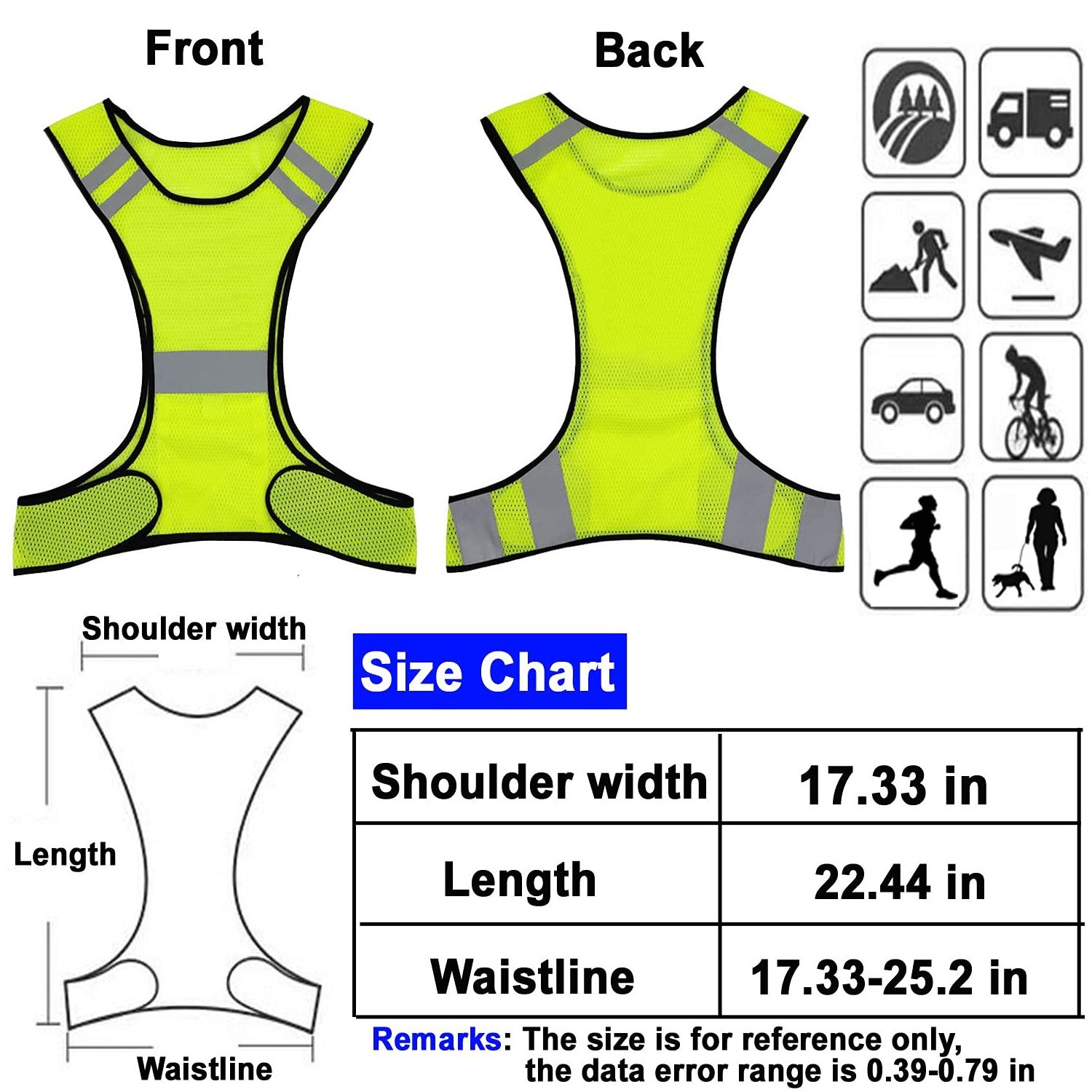 Securun Reflective Night Running Vest Lightweight Safety Vest with  High Visibility for Jogging Hiking