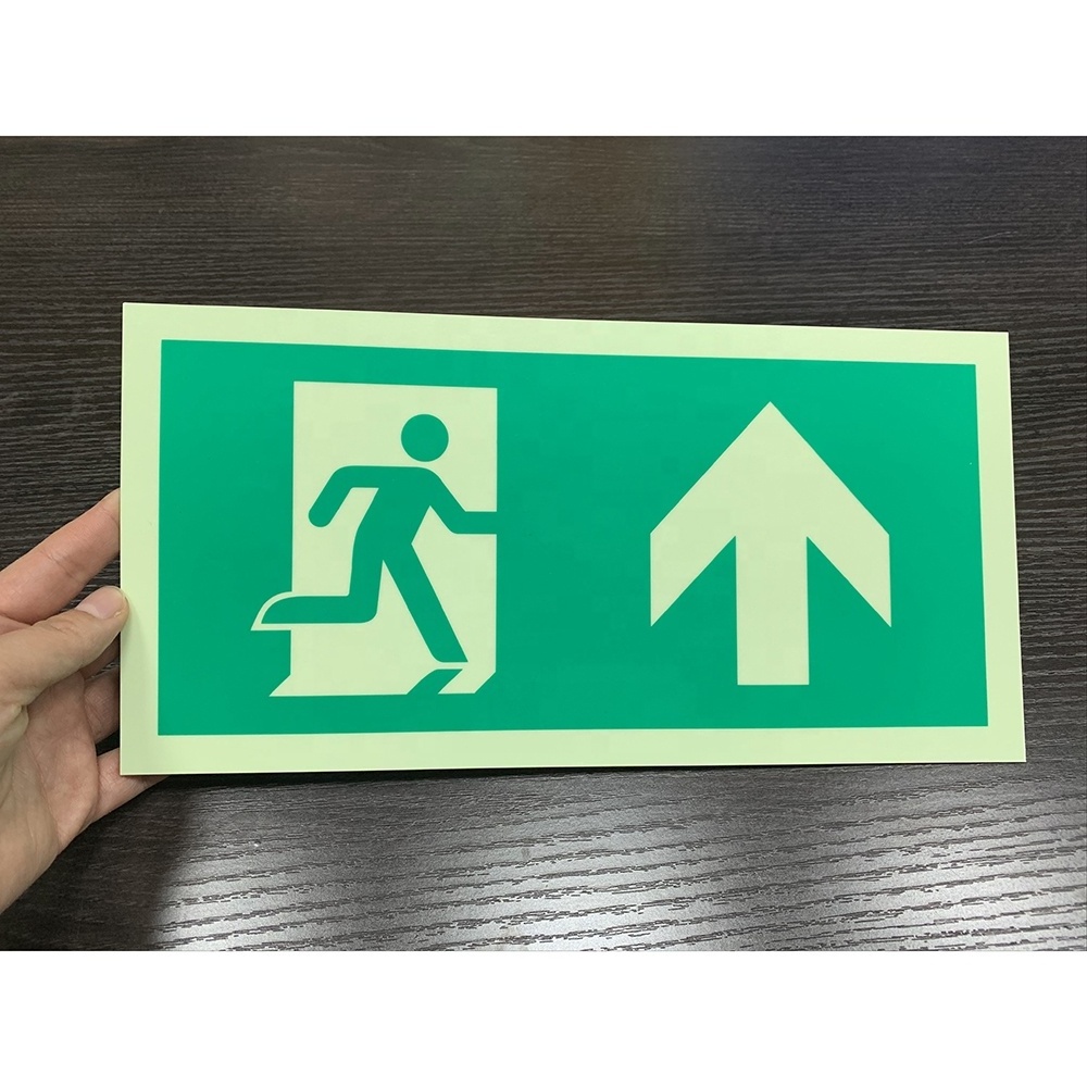 Factory Price Emergency Exit Sign Photoluminescent PVC Fire  Exit Sign Board  Running Man Exit Sign